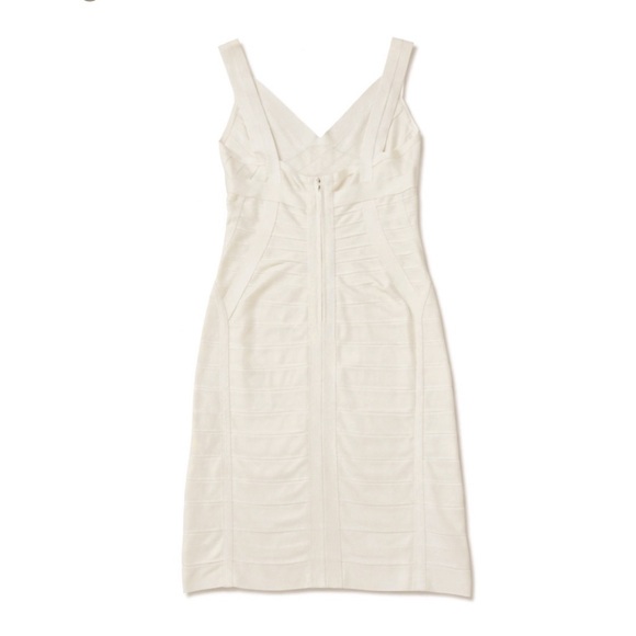Hervé Léger Cream Bandage Dress Bodycon Sleeveless Mini M - Picture 3 of 12